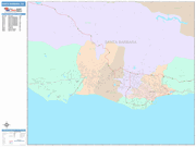 Santa Barbara  Wall Map Color Cast Style